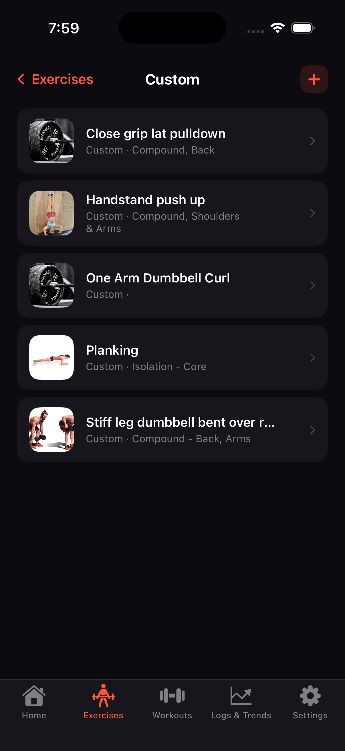 Custom exercises